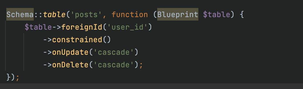 actios for on delete and on update constraint property