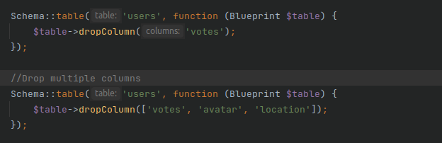 drop column migration