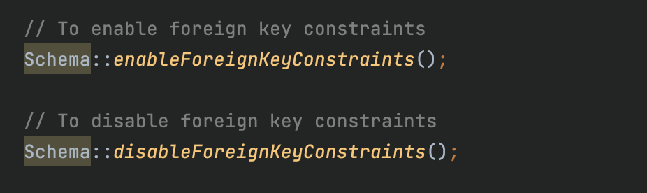 enable or disable foreign key constraints