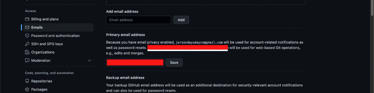 GitHub Private Email